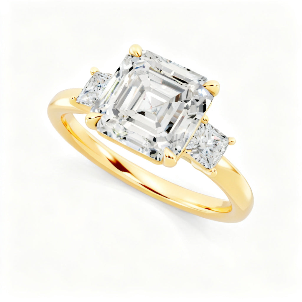 Geometric Asscher Heirloom Yellow Gold 45 Degree View