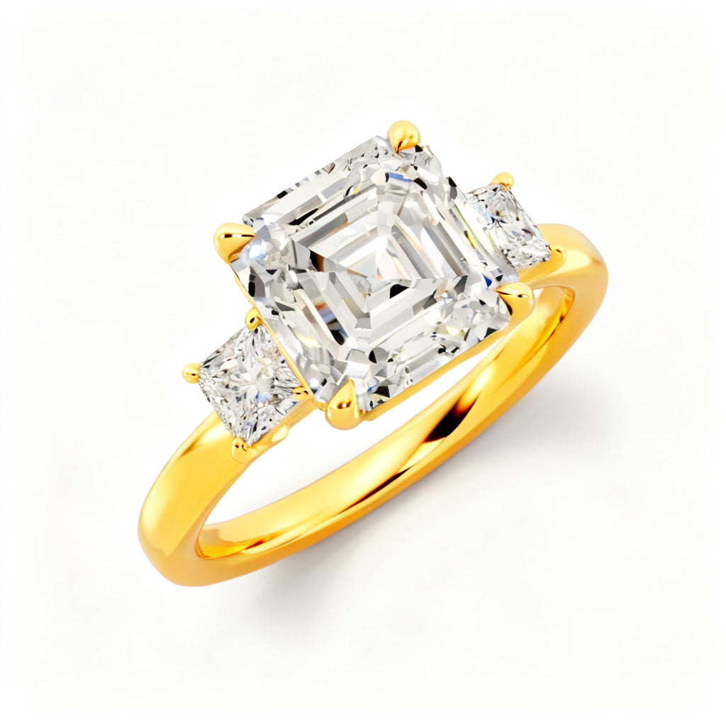 Geometric Asscher Heirloom Yellow Gold Overhead View