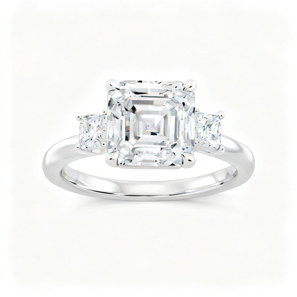 Geometric Asscher Heirloom White Gold Front View