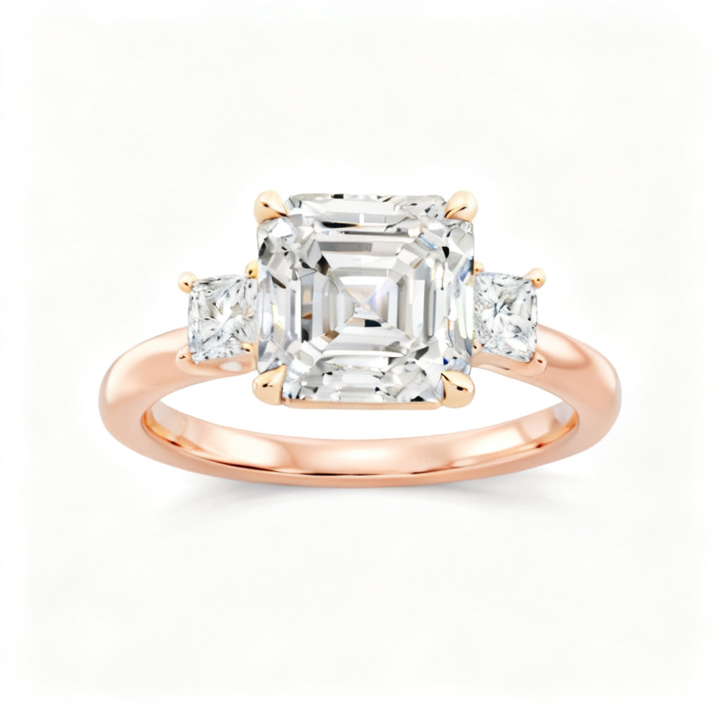 Geometric Asscher Heirloom Rose Gold Front View