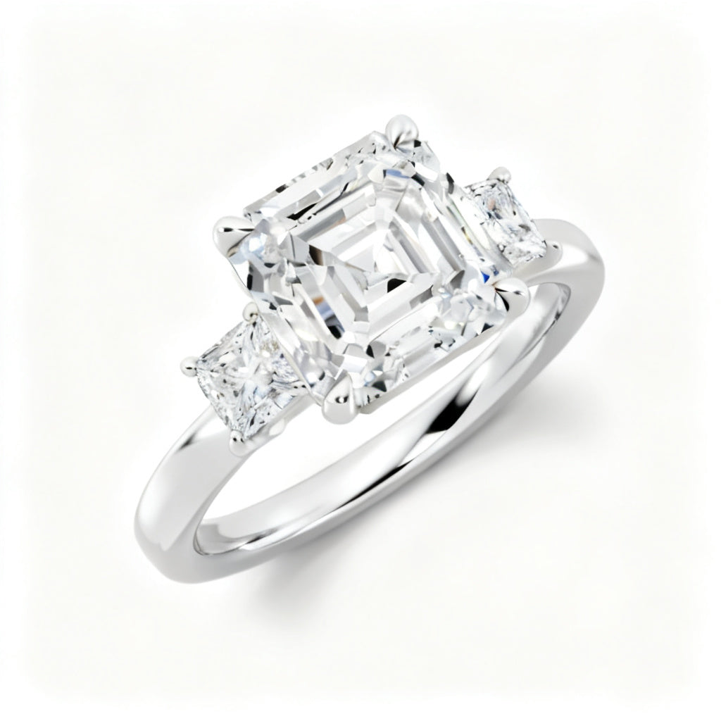 Geometric Asscher Heirloom White Gold Overhead View