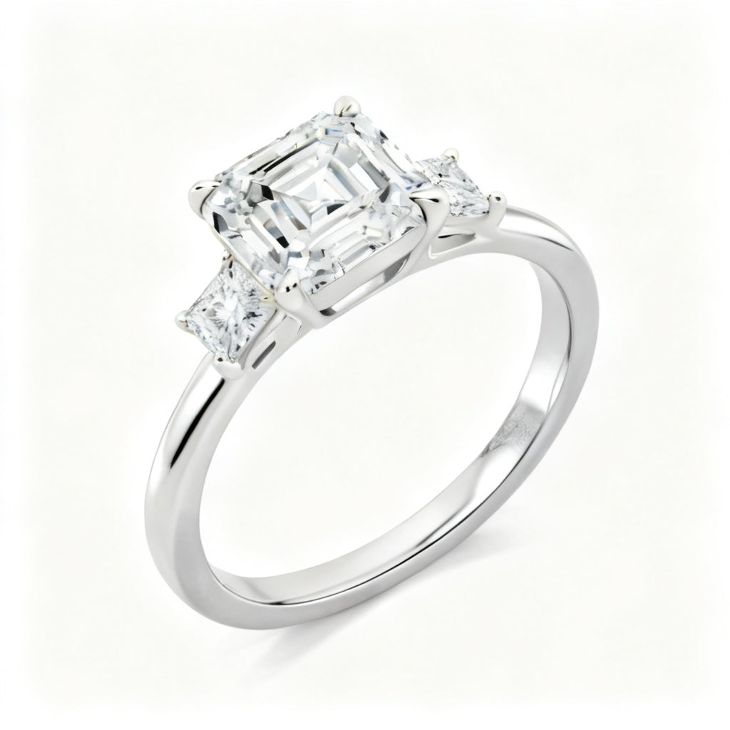 Geometric Asscher Heirloom White Gold Side View