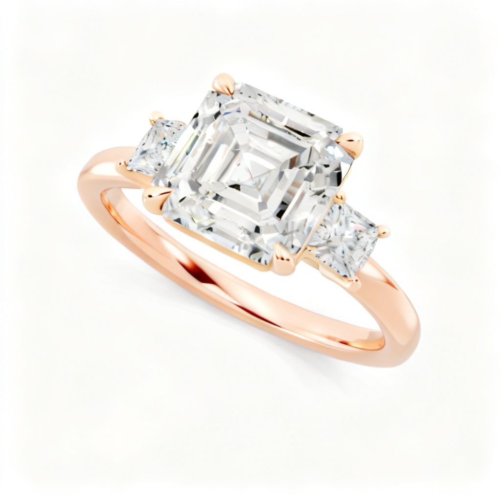 Geometric Asscher Heirloom Rose Gold 45 Degree View