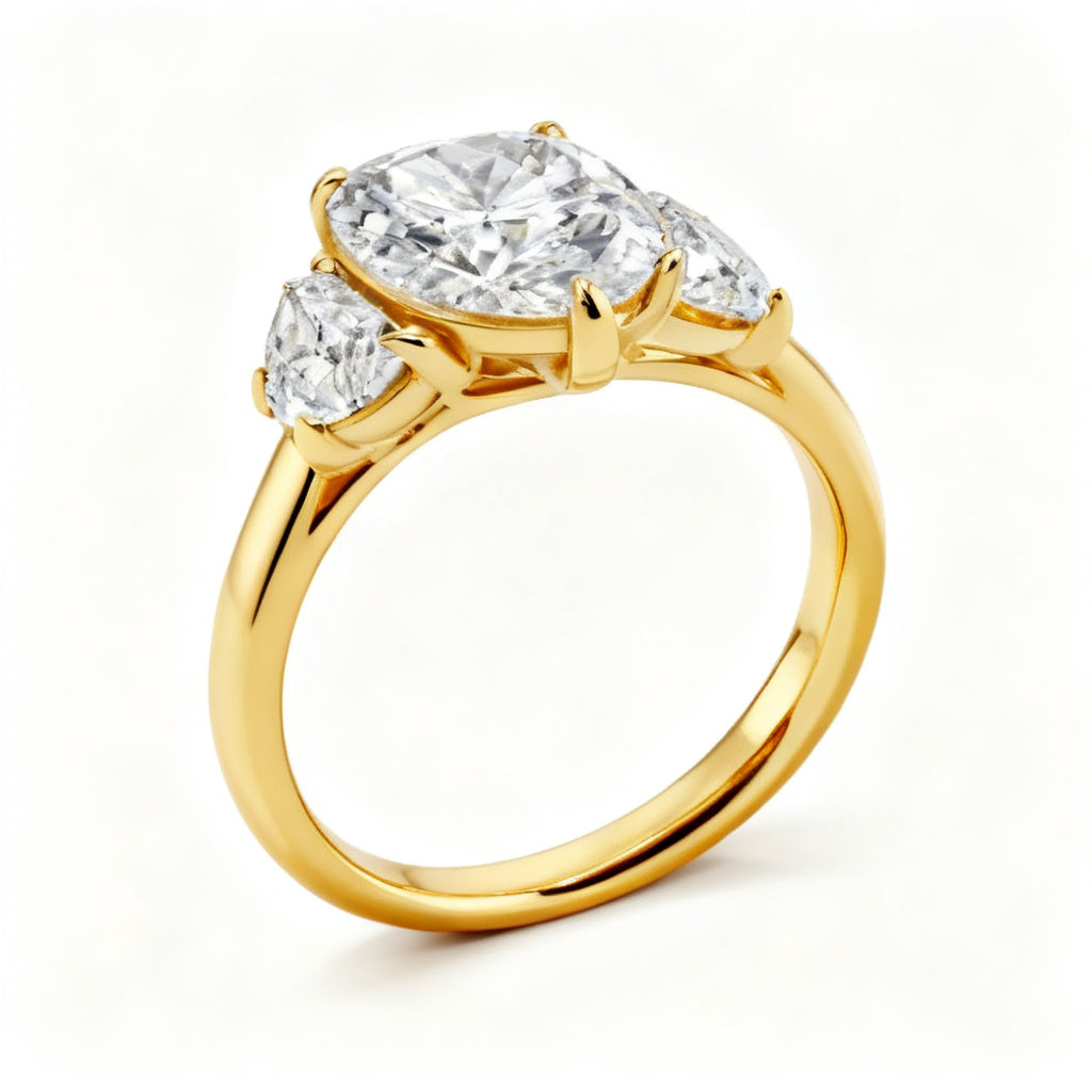 Celestial Crescent Trinity Yellow Gold Side View