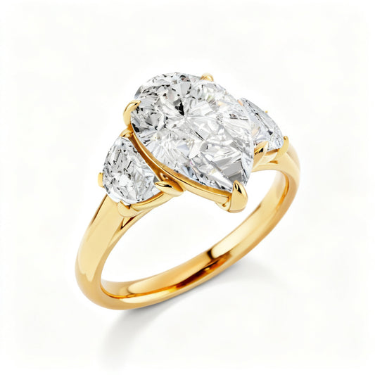 Celestial Crescent Trinity Yellow Gold 45 Degree View