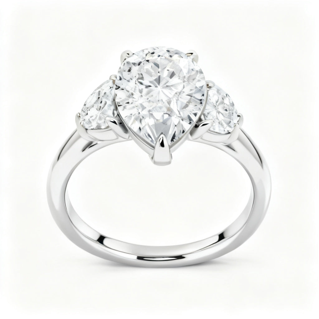 Celestial Crescent Trinity White Gold Front View