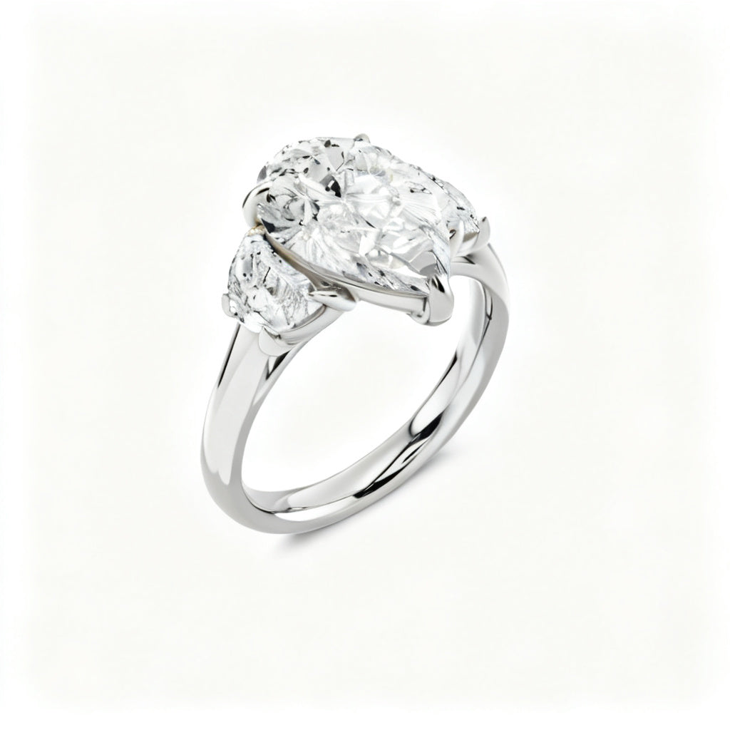 Celestial Crescent Trinity White Gold Overhead View