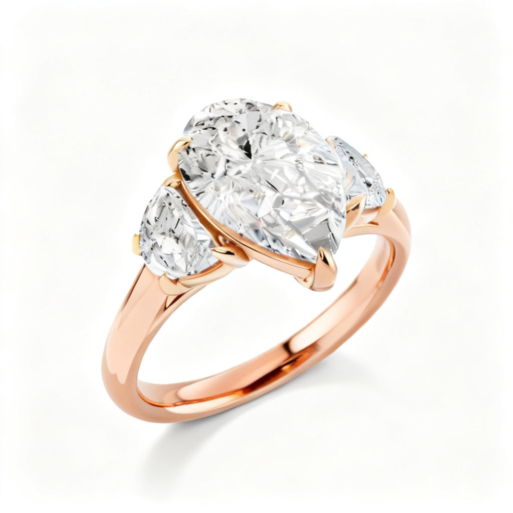 Celestial Crescent Trinity Rose Gold 45 Degree View