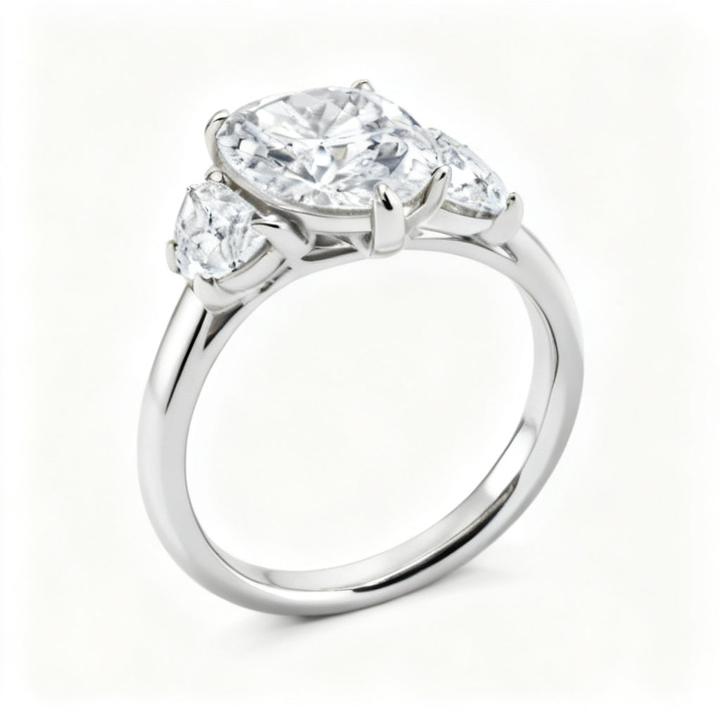 Celestial Crescent Trinity White Gold Side View