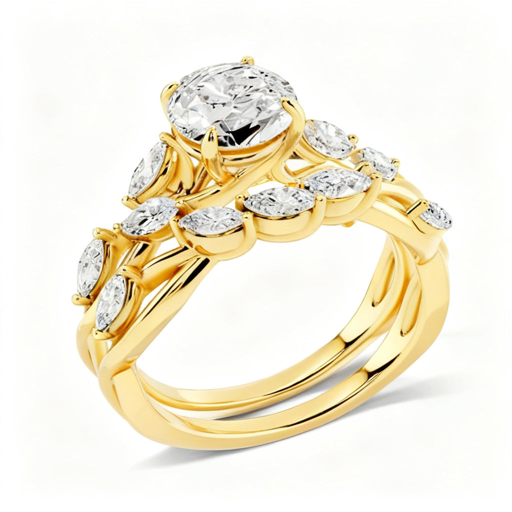 Marquise Radiance Solitaire Yellow Gold Side View