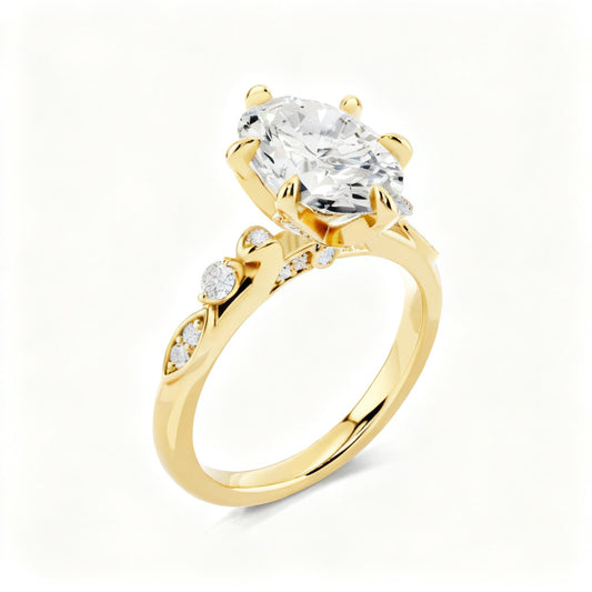 Oval Celestial Radiance Yellow Gold 45 Degree View