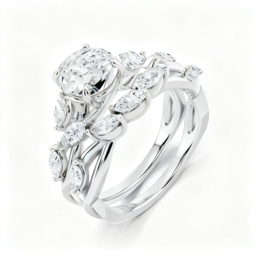 Marquise Radiance Solitaire White Gold 45 Degree View
