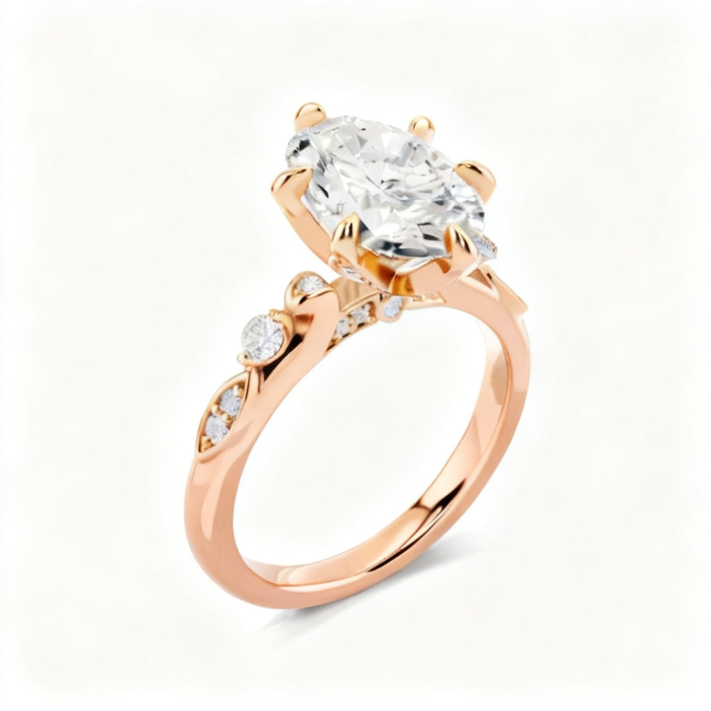 Oval Celestial Radiance Rose Gold 45 Degree View