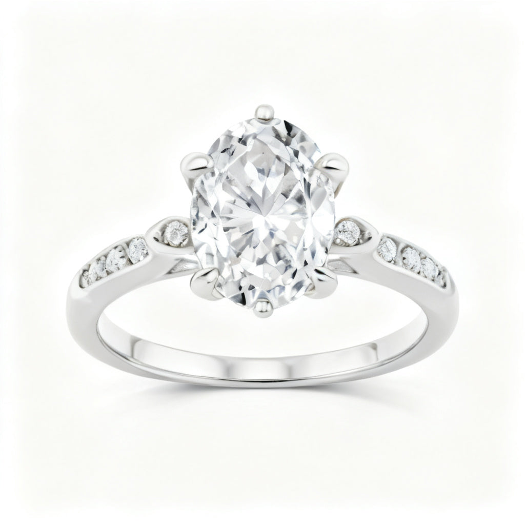Oval Celestial Radiance White Gold Front View
