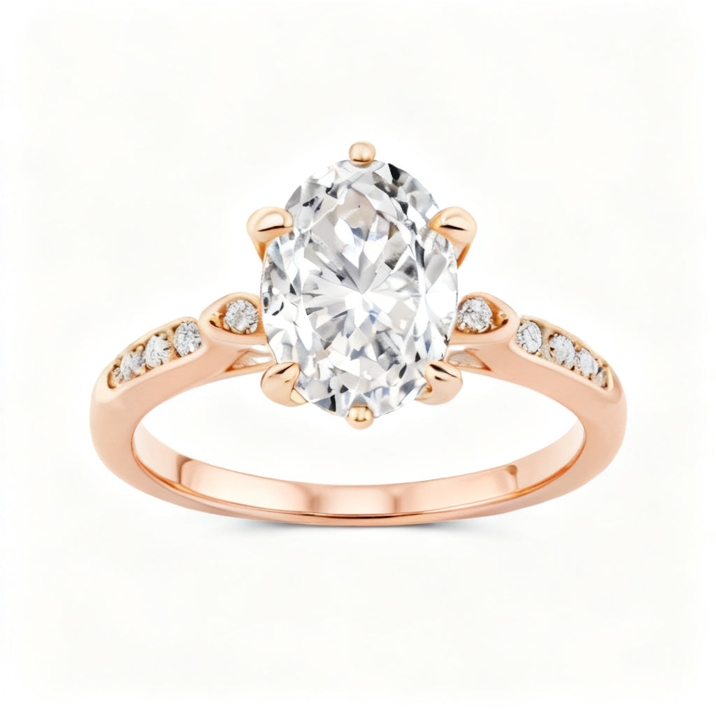Oval Celestial Radiance Rose Gold Front View
