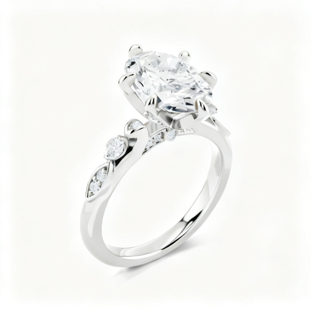 Oval Celestial Radiance White Gold 45 Degree View