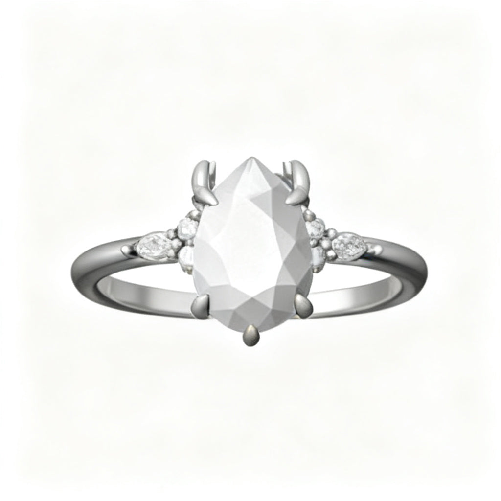 Celestial Pear Radiance White Gold Front View