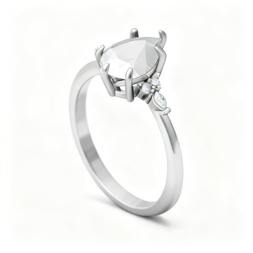 Celestial Pear Radiance White Gold 45 Degree View