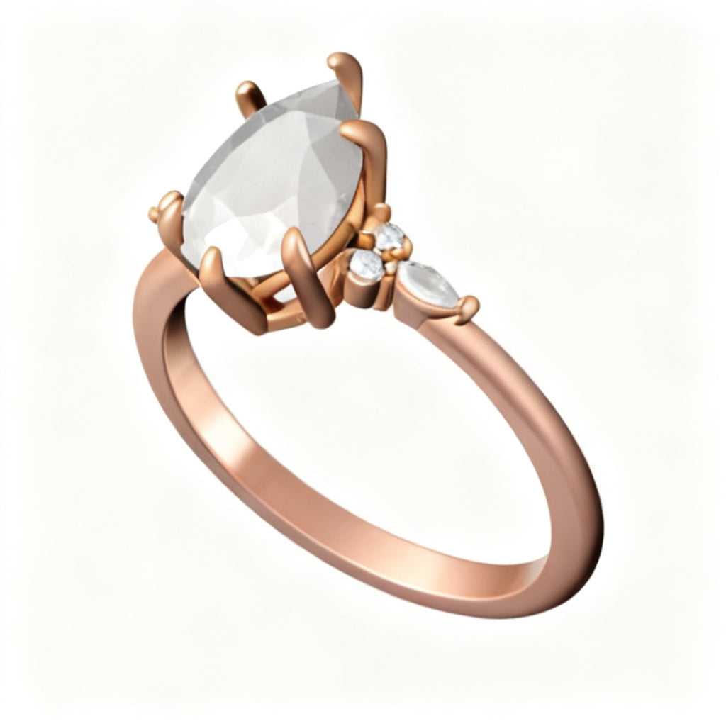 Celestial Pear Radiance Rose Gold Side View