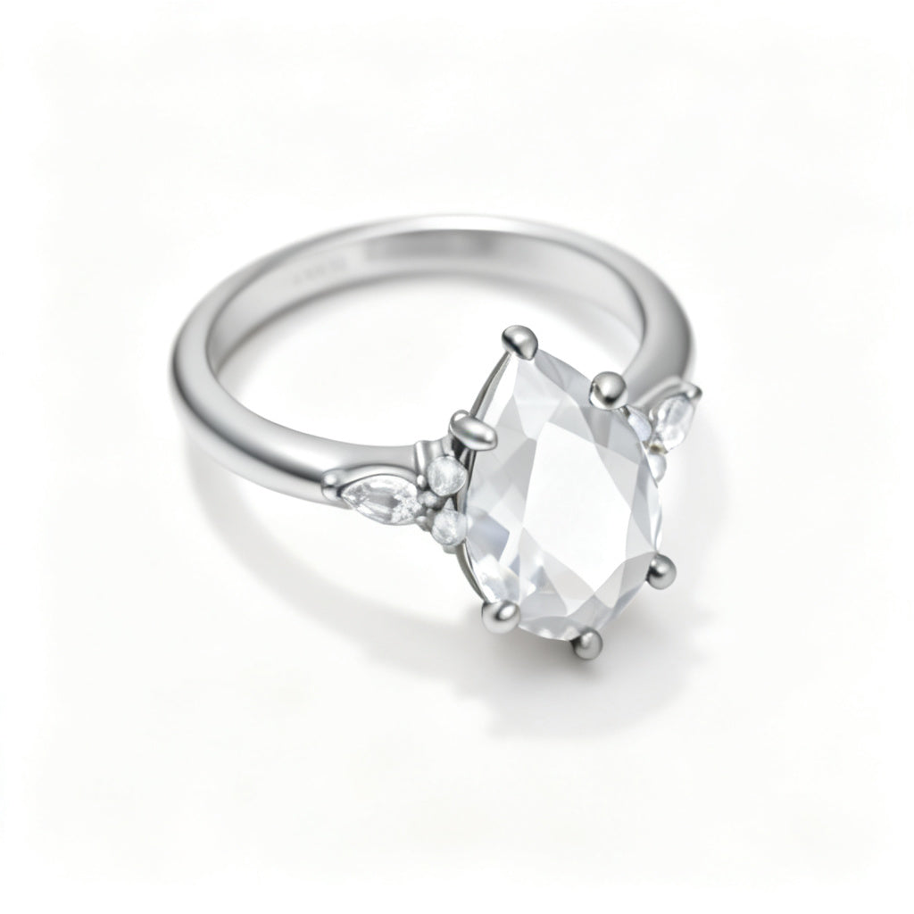 Celestial Pear Radiance White Gold Overhead View