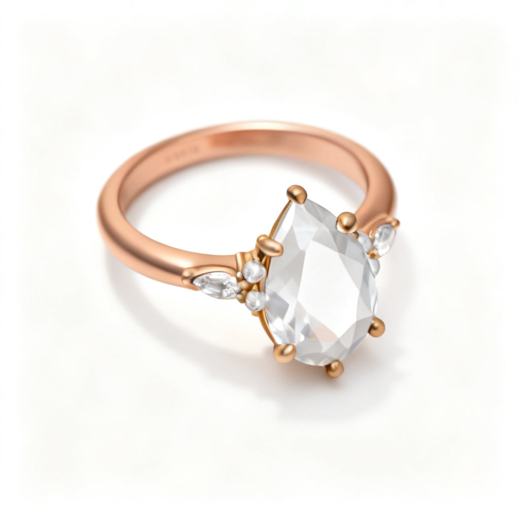 Celestial Pear Radiance Rose Gold Overhead View
