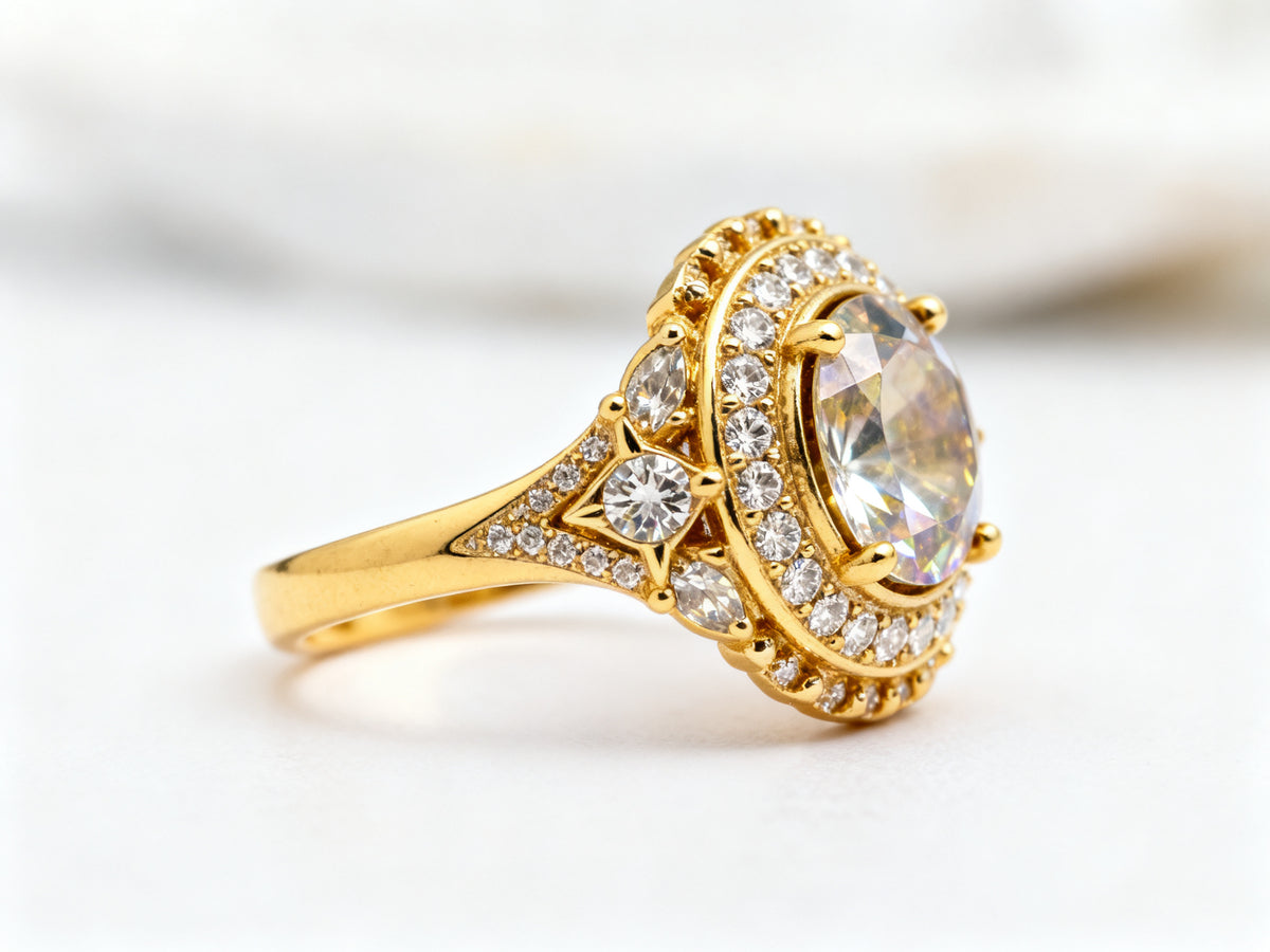 Celestial Glow Ring - Yellow Gold - Side View