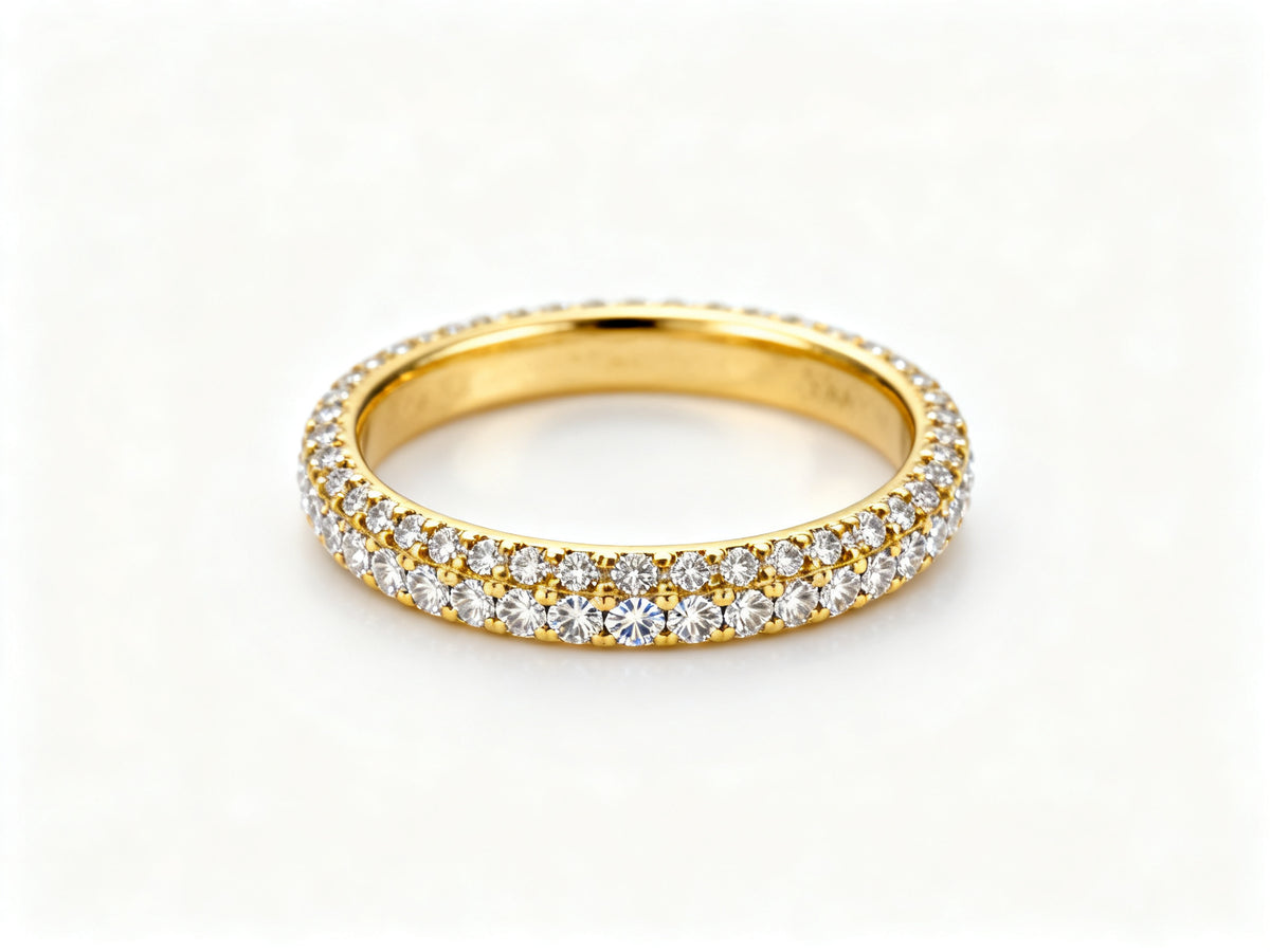 Lustrous Moissanite Pave Band - Yellow Gold - Front View