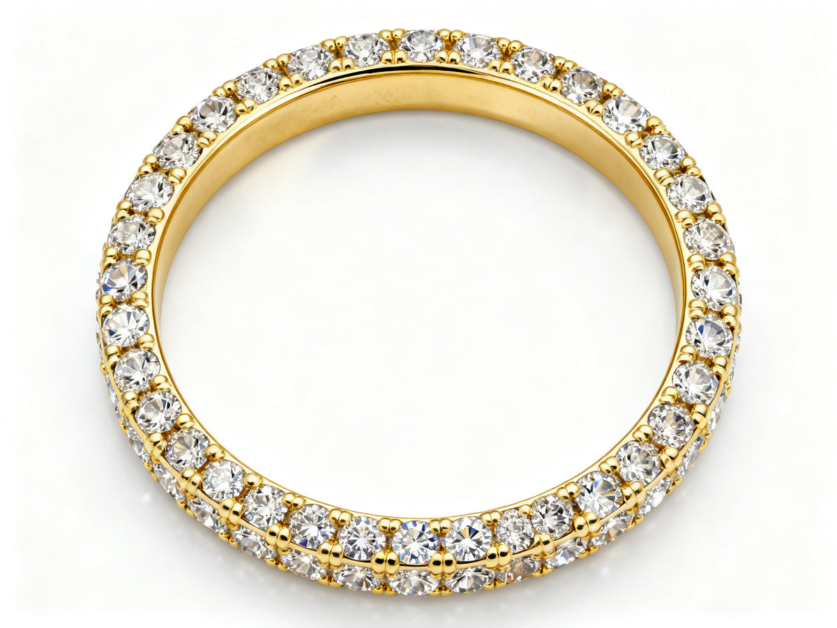 Lustrous Moissanite Pave Band - Yellow Gold - Top View