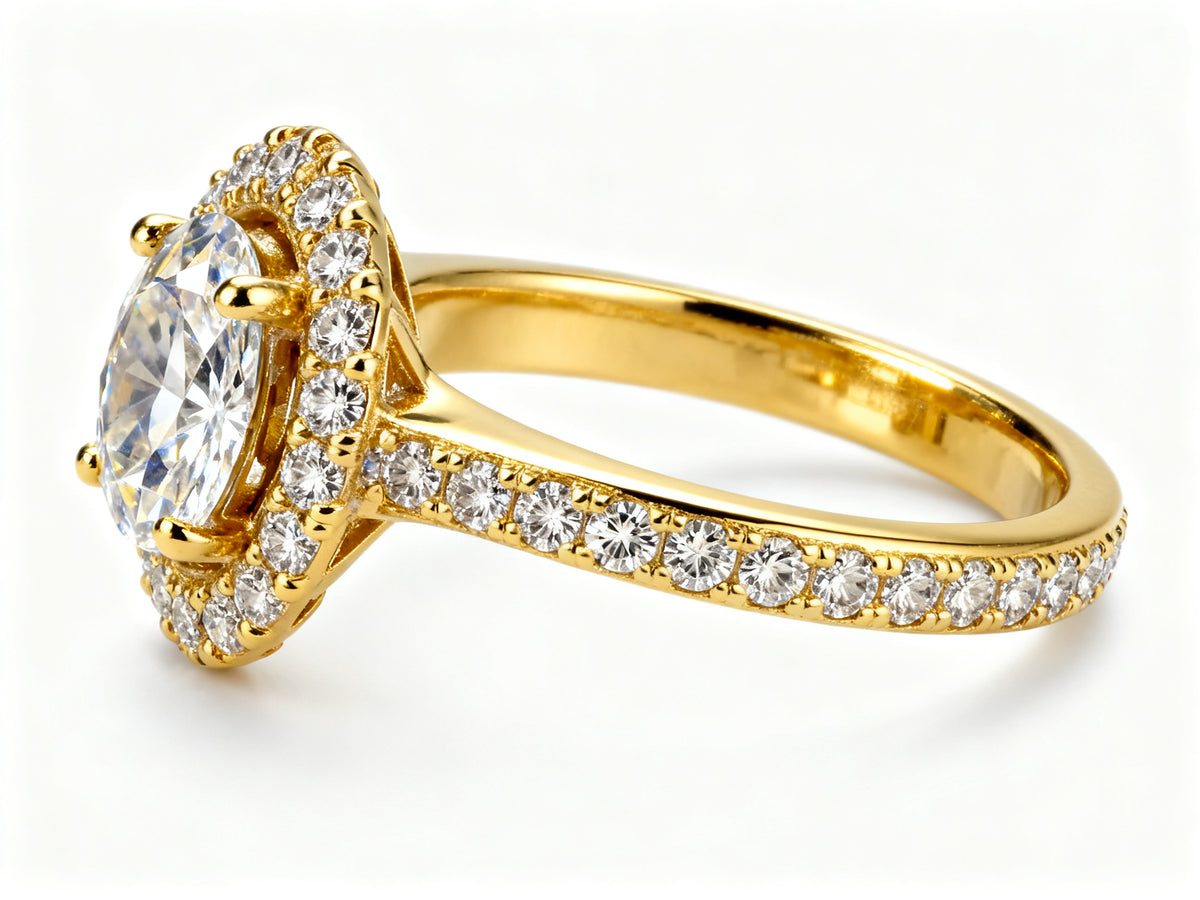 Lustrous Moissanite Pave Band - Yellow Gold - Side View
