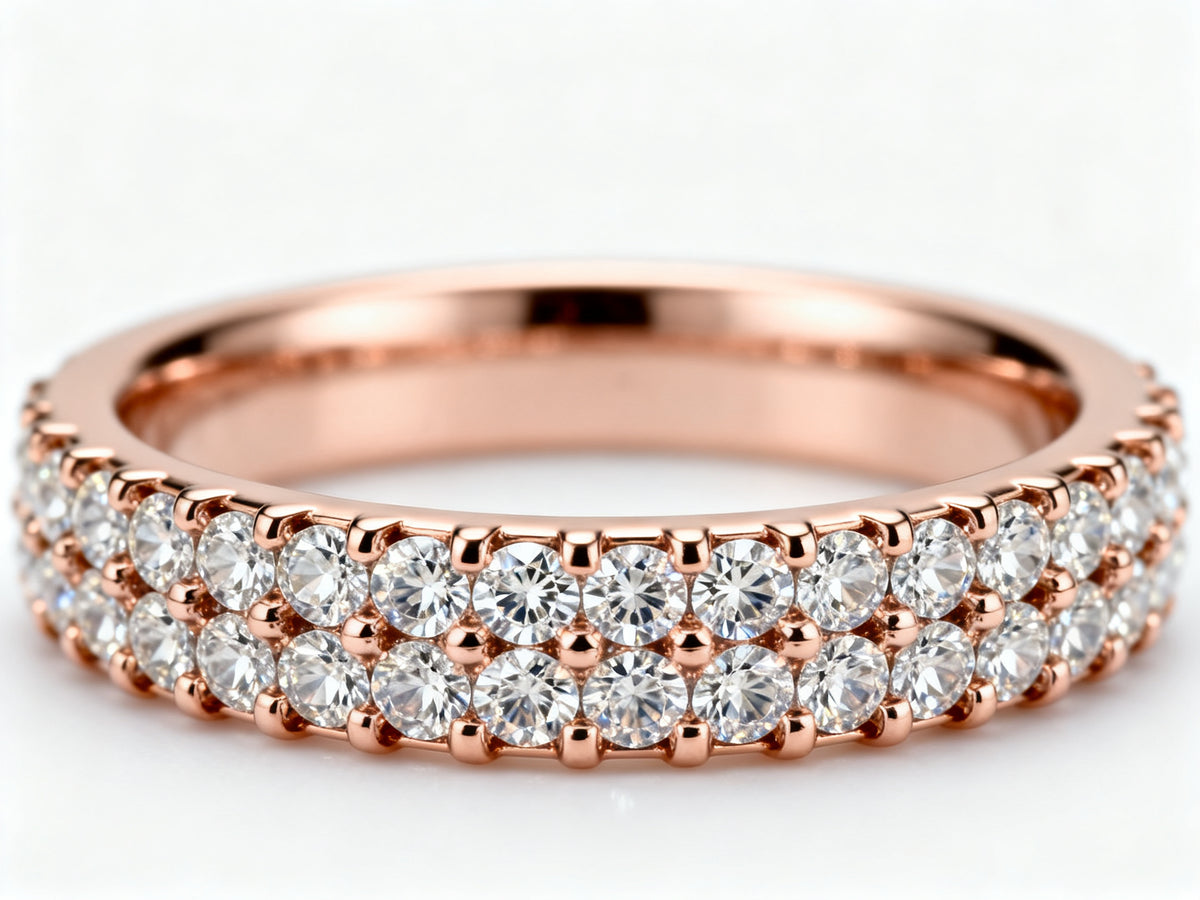 Lustrous Moissanite Pave Band - Rose Gold - Front View