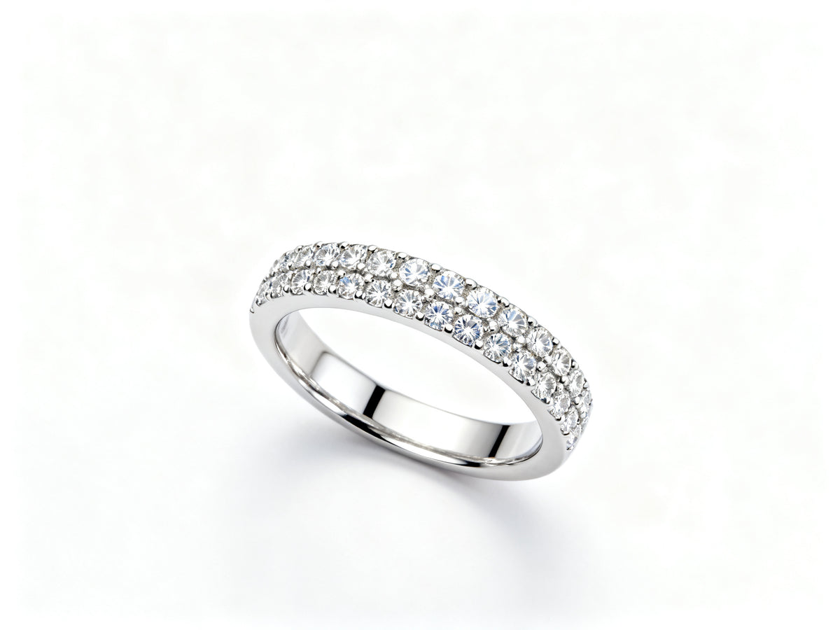 Lustrous Moissanite Pave Band - White Gold - Top View