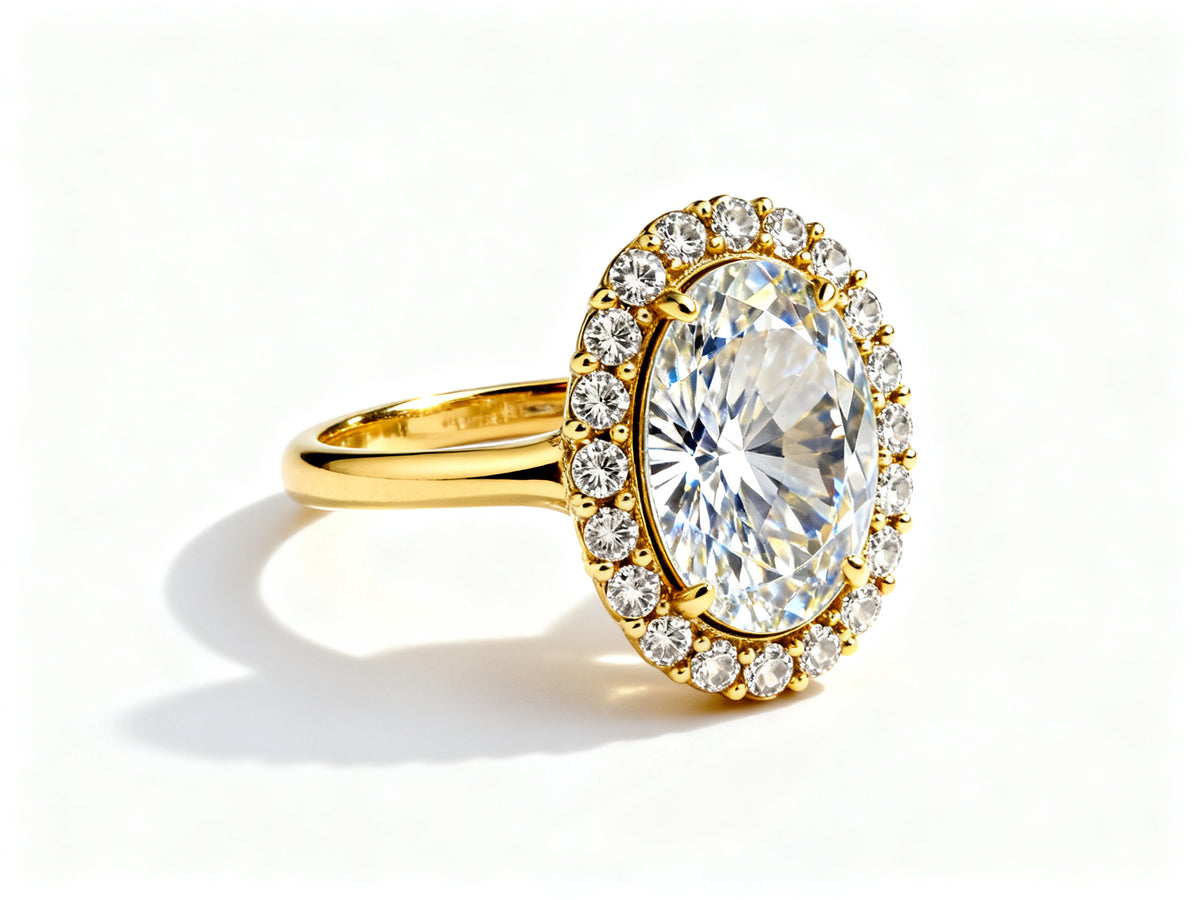 Celestial Oval Halo - Yellow Gold - Side View