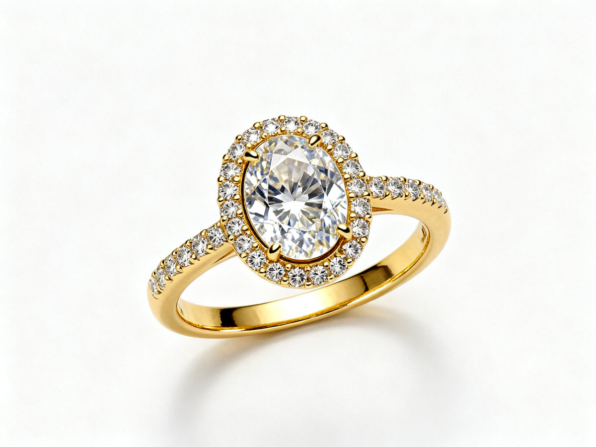 Celestial Oval Halo - Yellow Gold - Top View