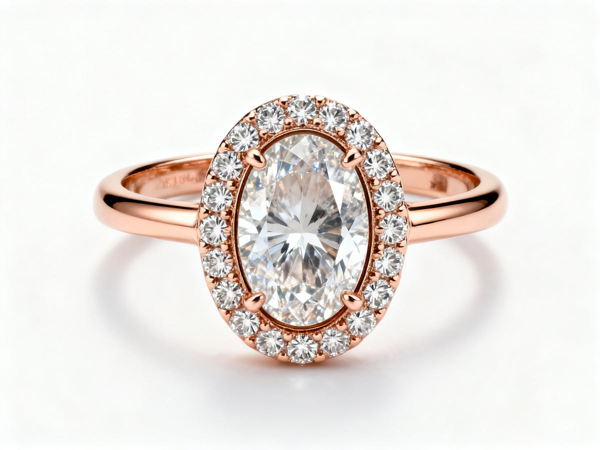Celestial Oval Halo - Rose Gold - 45 Degree View