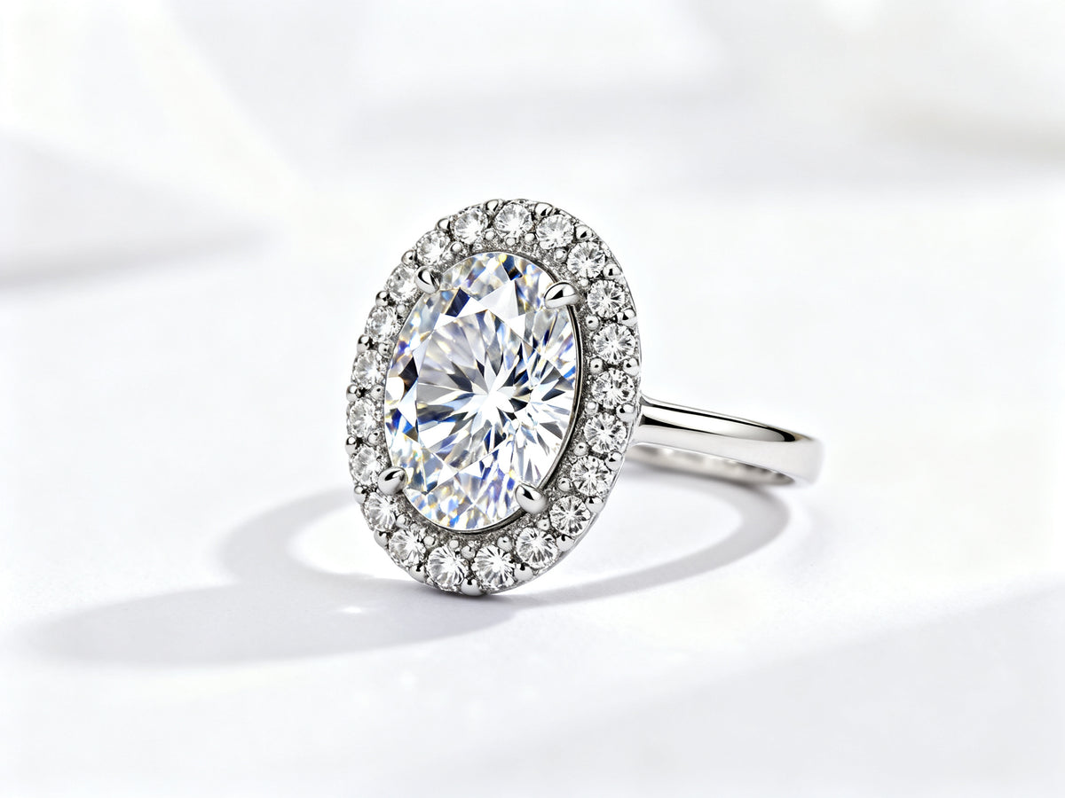 Celestial Oval Halo - White Gold - 45 Degree View