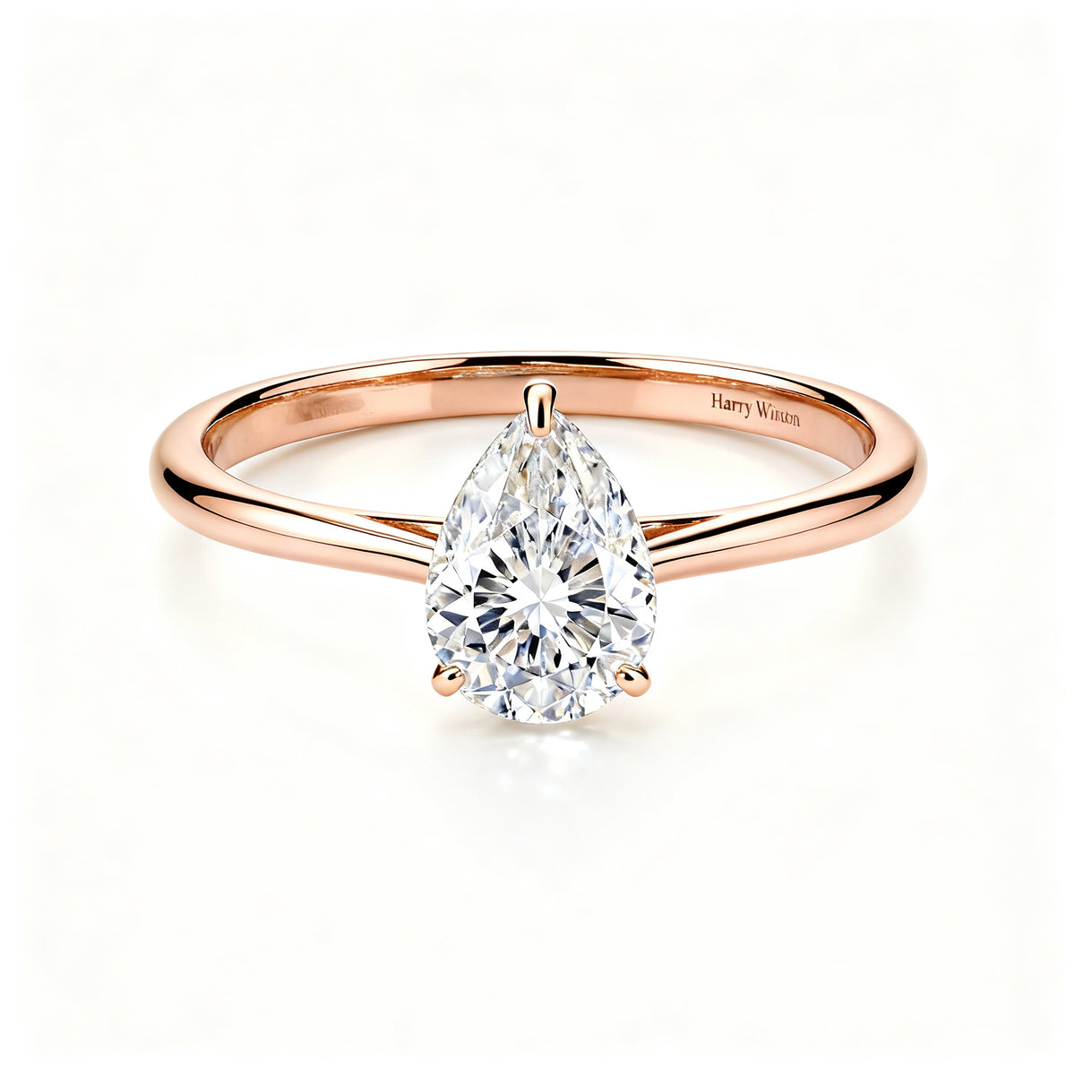 Silver Pear Dewdrop Ring - Rose Gold - 45 Degree View