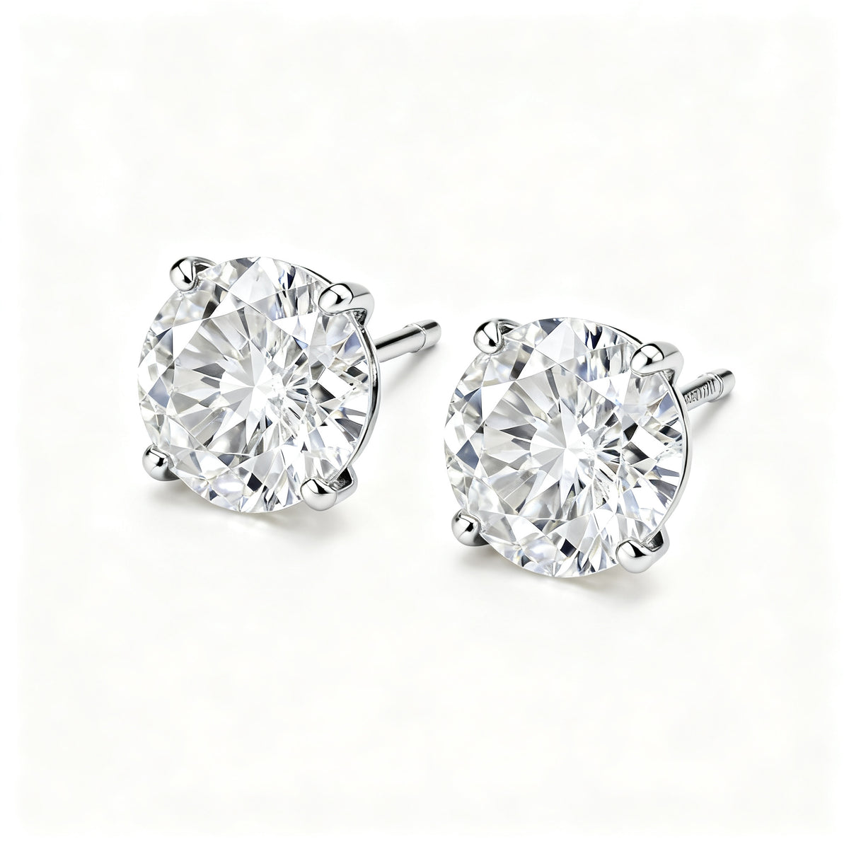 White Moissanite Silver Luxe Back Earrings - WG Overhead