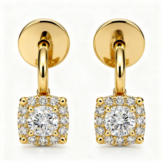 Lab-Grown Diamond Luxe Back Earrings - YG Front