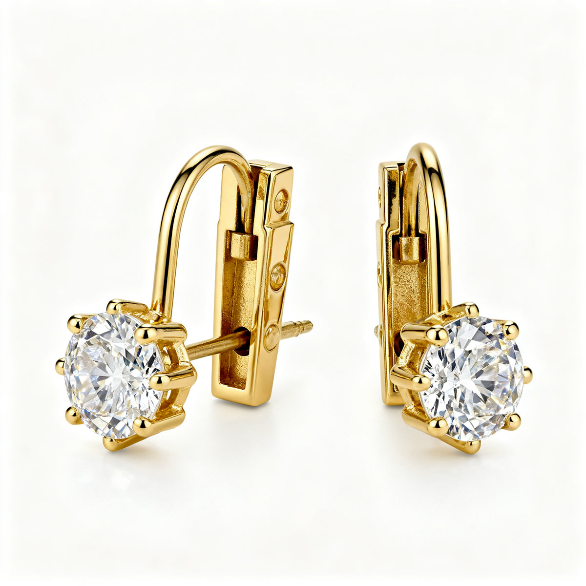 Lab-Grown Diamond Luxe Back Earrings - YG 45deg