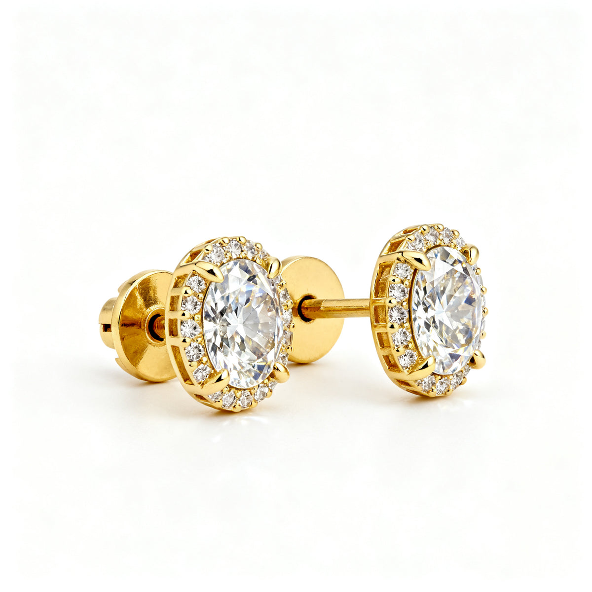 Lab-Grown Diamond Luxe Back Earrings - YG Side