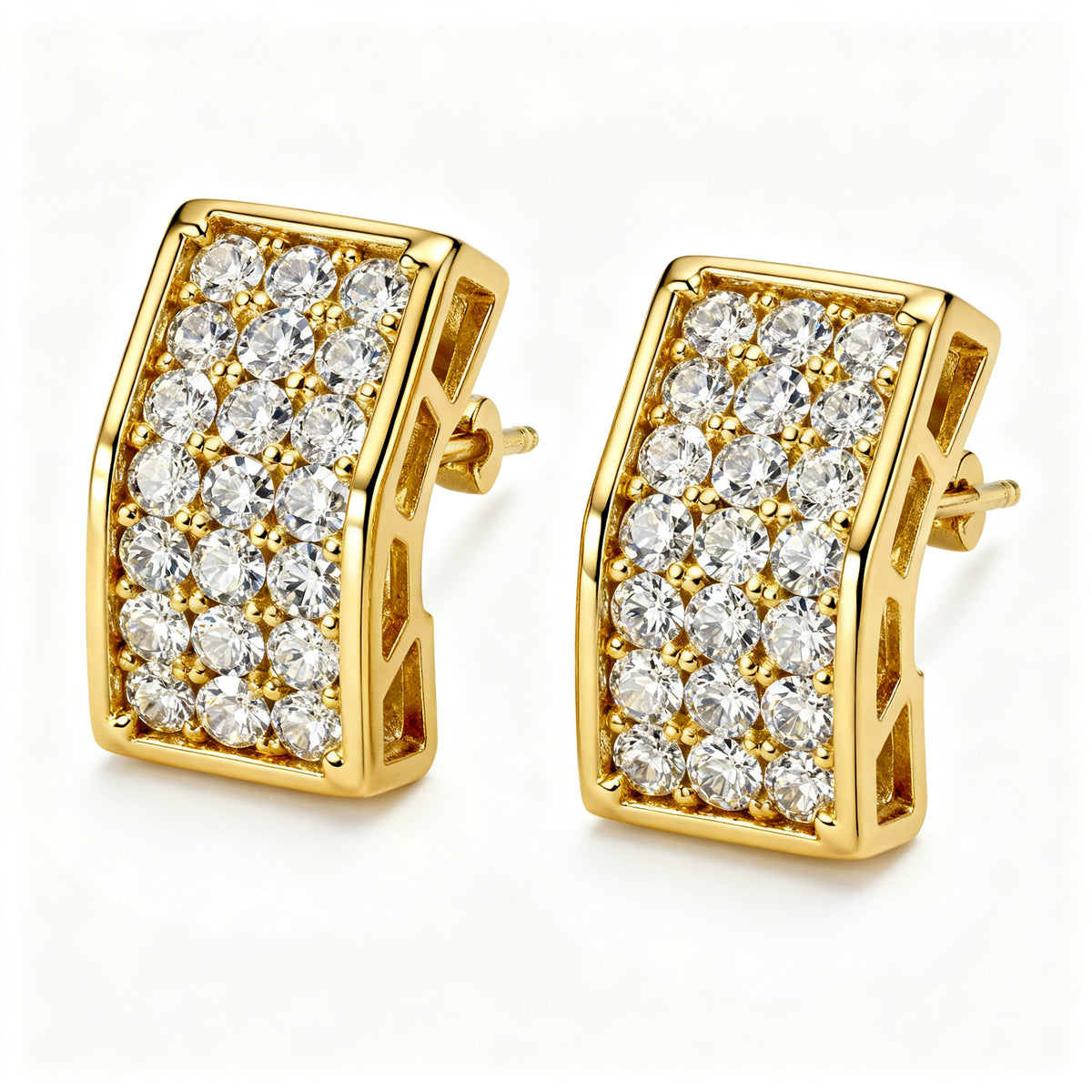 Lab-Grown Diamond Luxe Back Earrings - YG Side
