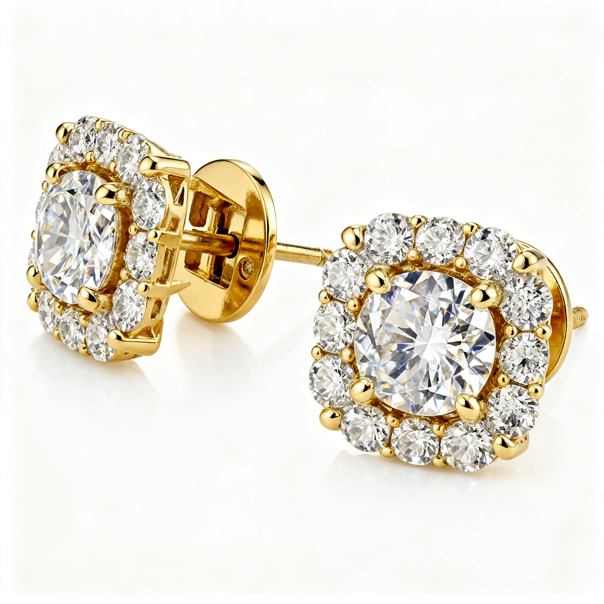 Lab-Grown Diamond Luxe Back Earrings - YG 45deg