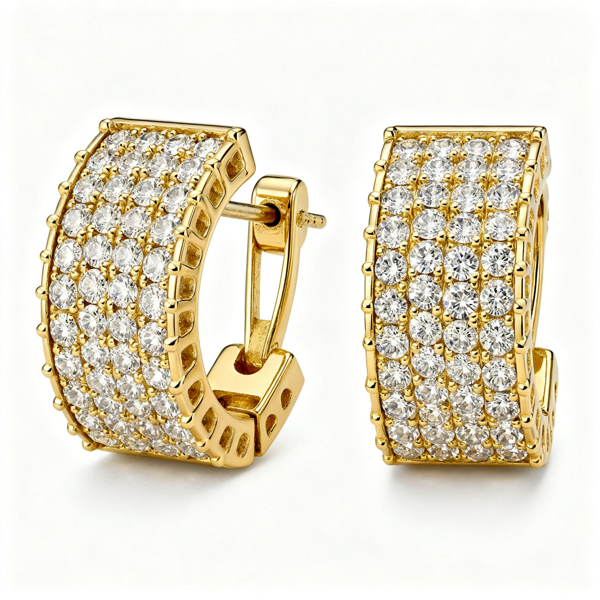 Lab-Grown Diamond Luxe Back Earrings - YG Side