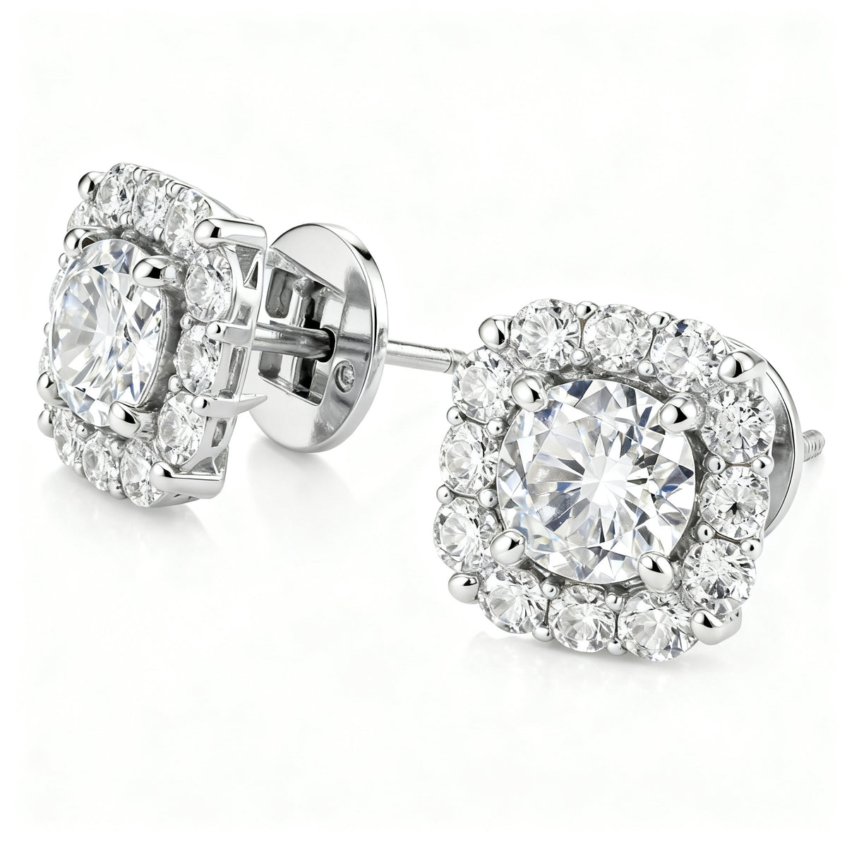 Lab-Grown Diamond Luxe Back Earrings - WG 45deg