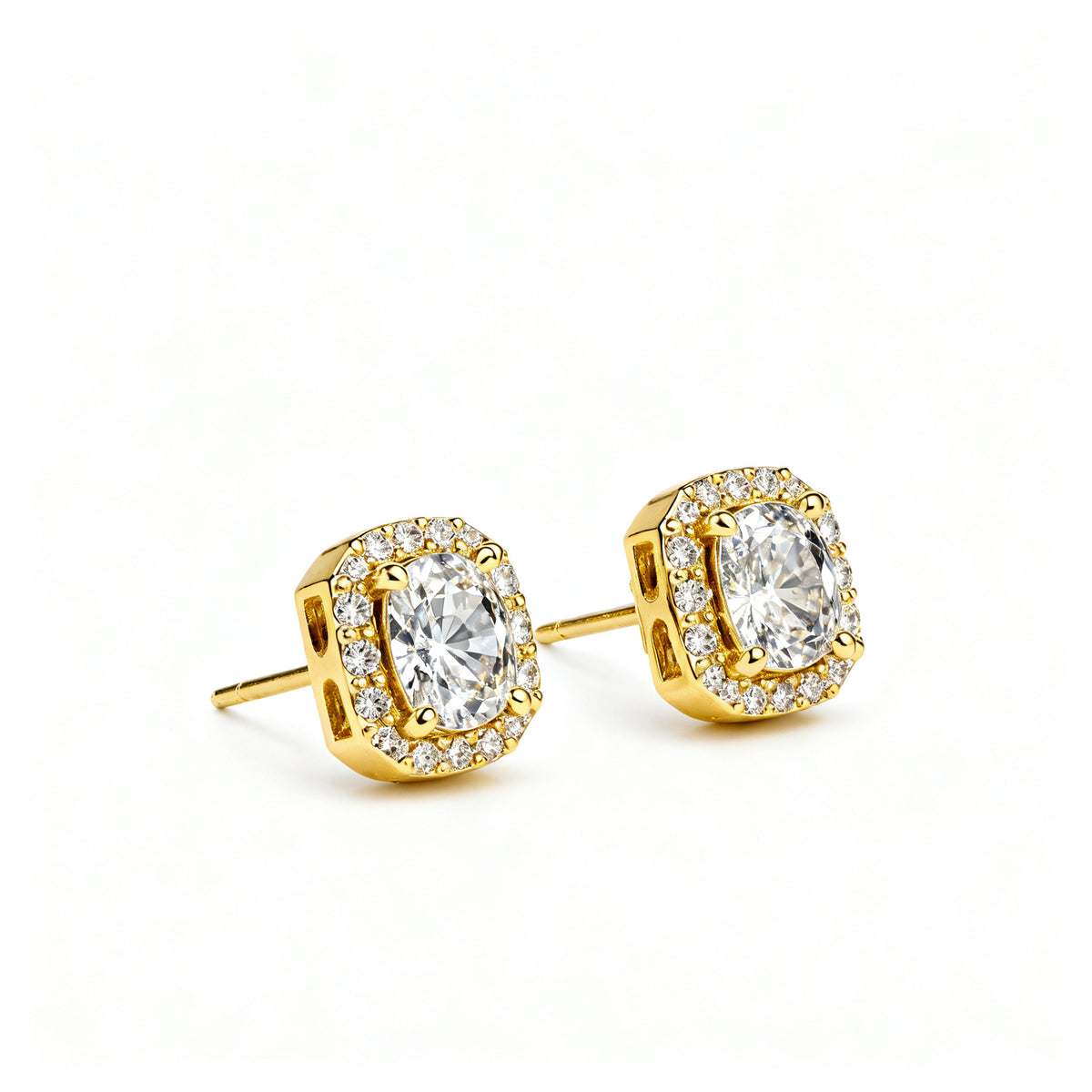 Lab-Grown Emerald Diamond Luxe Back Earrings - YG Side