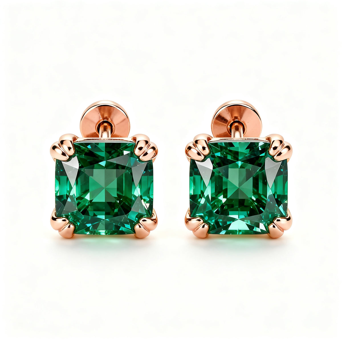 Lab-Grown Emerald Diamond Luxe Back Earrings - RG Front