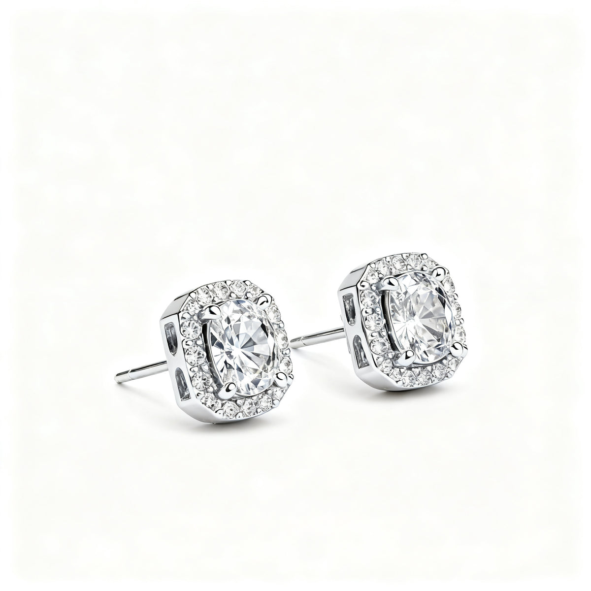Lab-Grown Emerald Diamond Luxe Back Earrings - WG Side