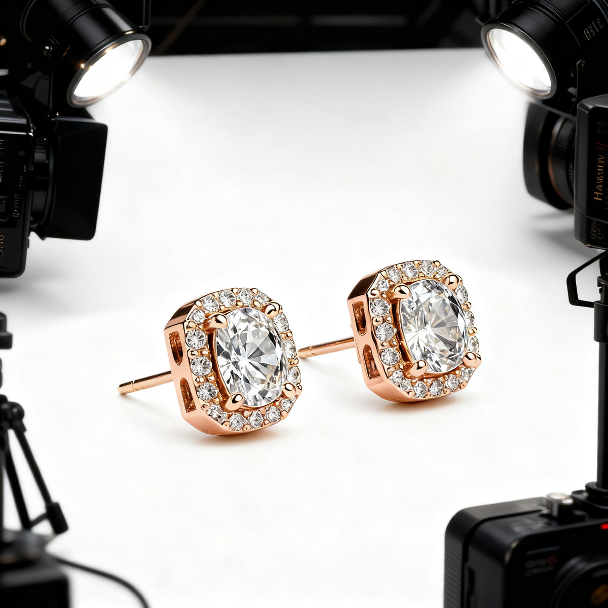 Lab-Grown Emerald Diamond Luxe Back Earrings - RG Side