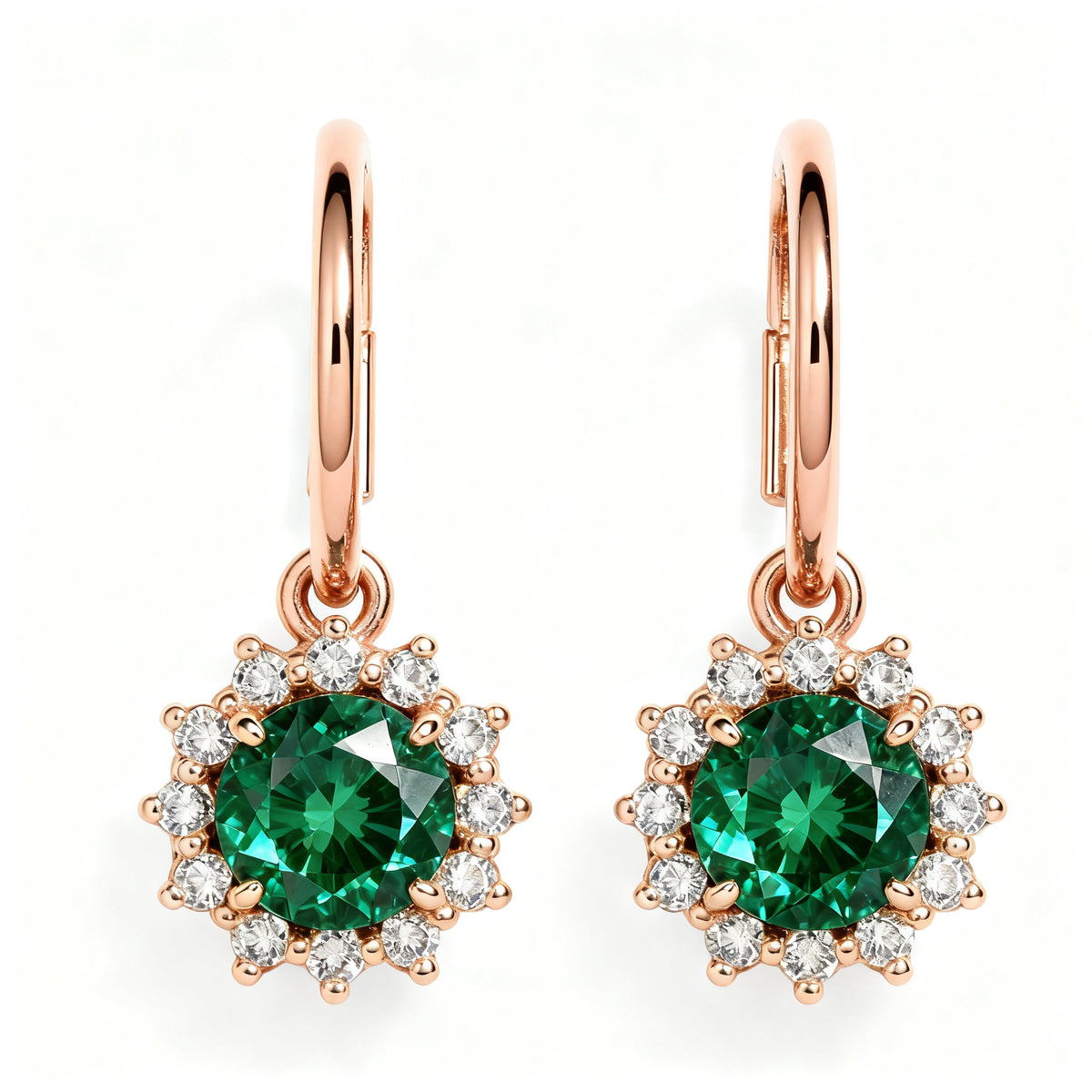 Lab-Grown Emerald Diamond Luxe Back Earrings - RG Overhead