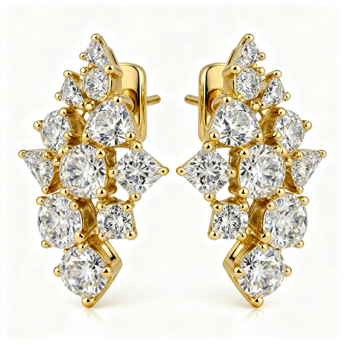 Multi-Shape Lab-Grown Diamond Luxe Back Earrings - YG Front